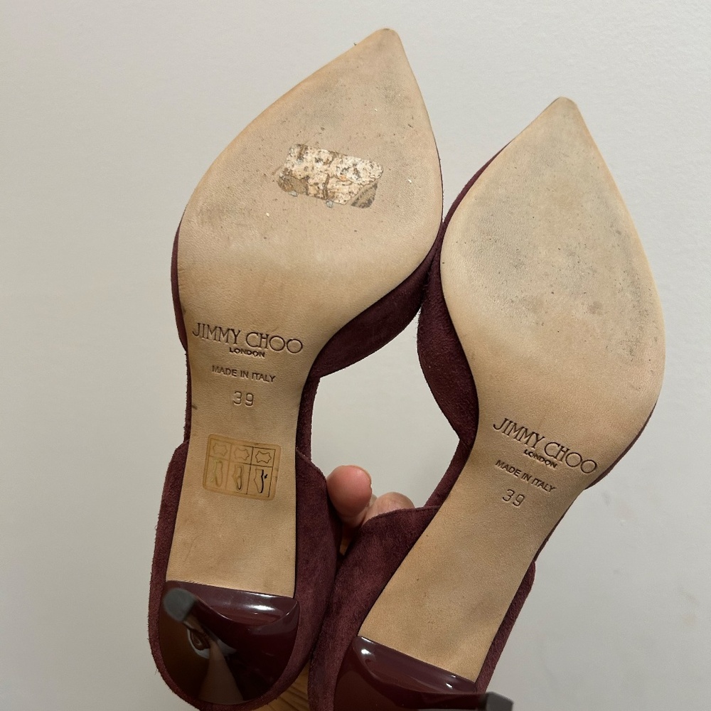 Jimmy Choo *Barely Worn* Burgundy Suede Addison D'Orsay Pumps - Picture 5 of 10